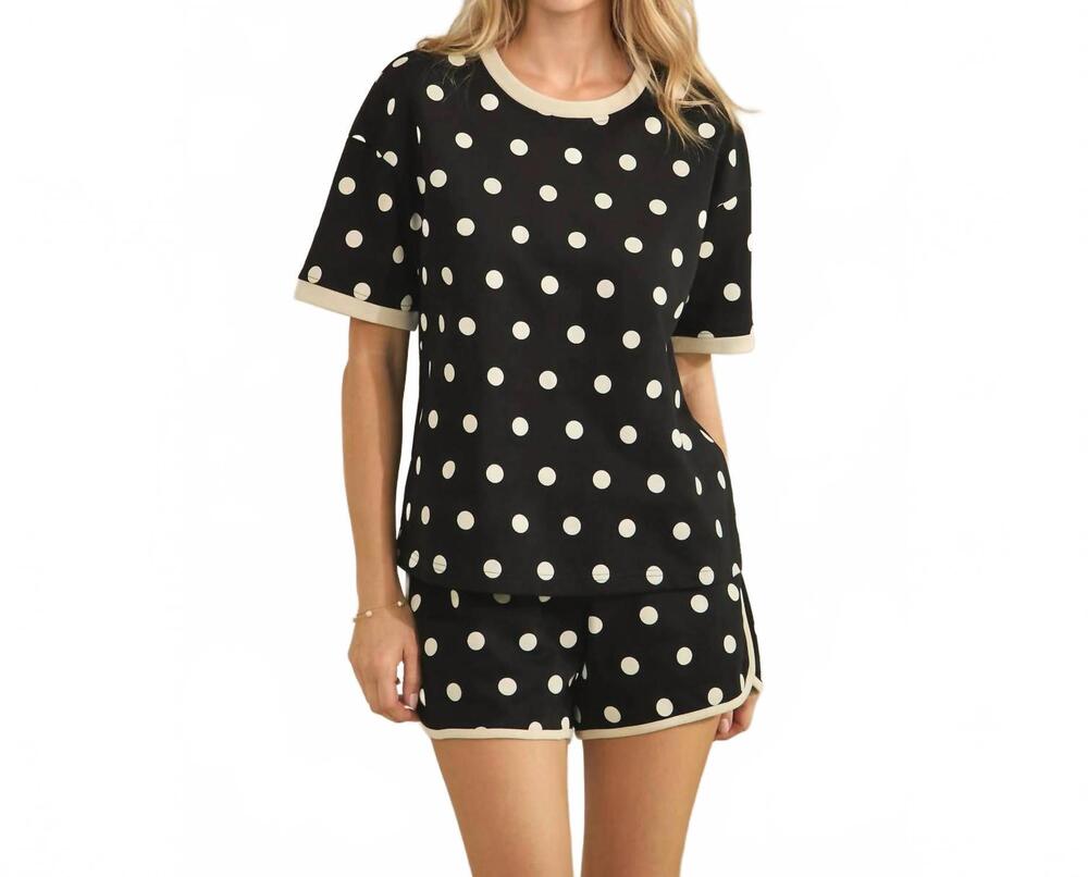 NEW VEVERET classic polka dot lounge set in black/white